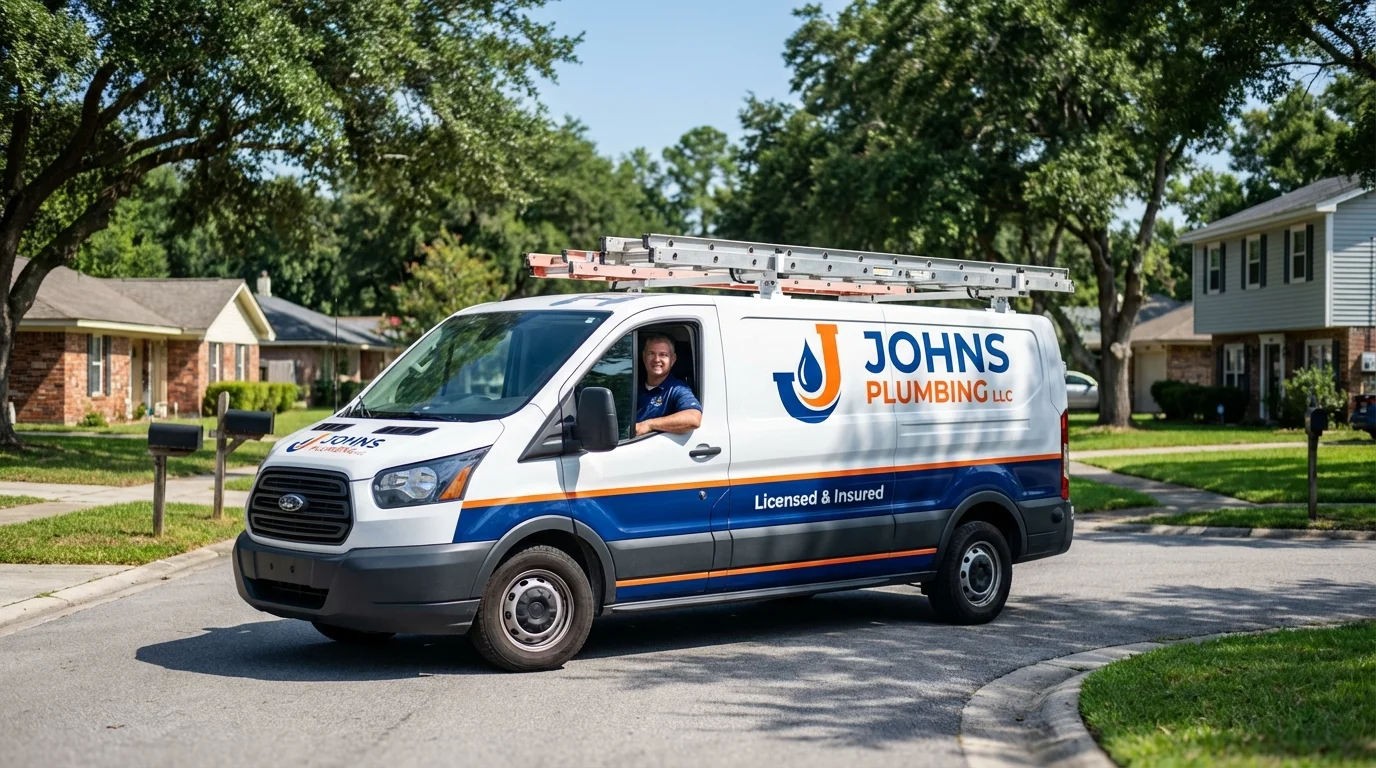 Johns Plumbing LLC service van in Hiawatha, IA