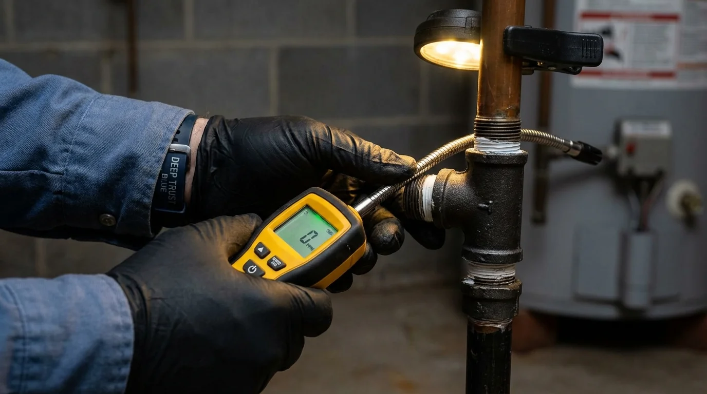Gas leak detection with electronic sniffer by Johns Plumbing LLC in Hiawatha